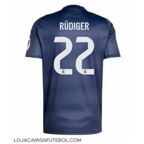 Camisa de Futebol Real Madrid Antonio Rudiger #22 Equipamento Secundário 2025-26 Manga Curta
